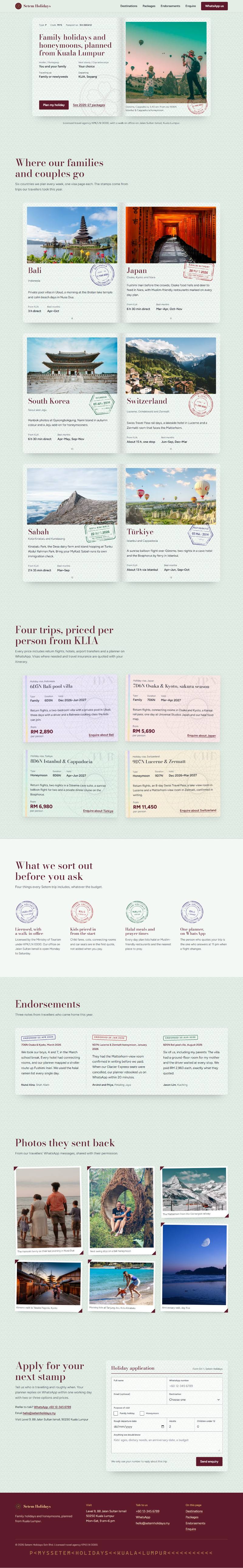 Full-page preview of the Setem Holidays template